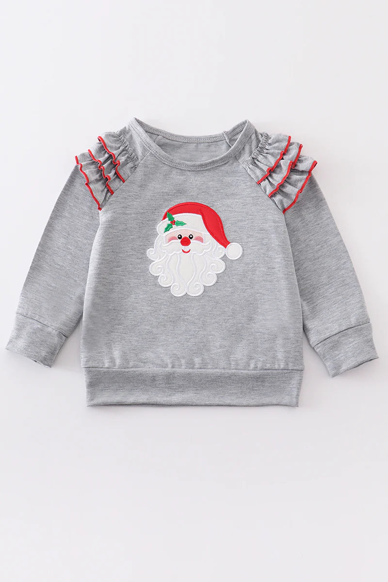 Grey Santa Ruffled Pullover