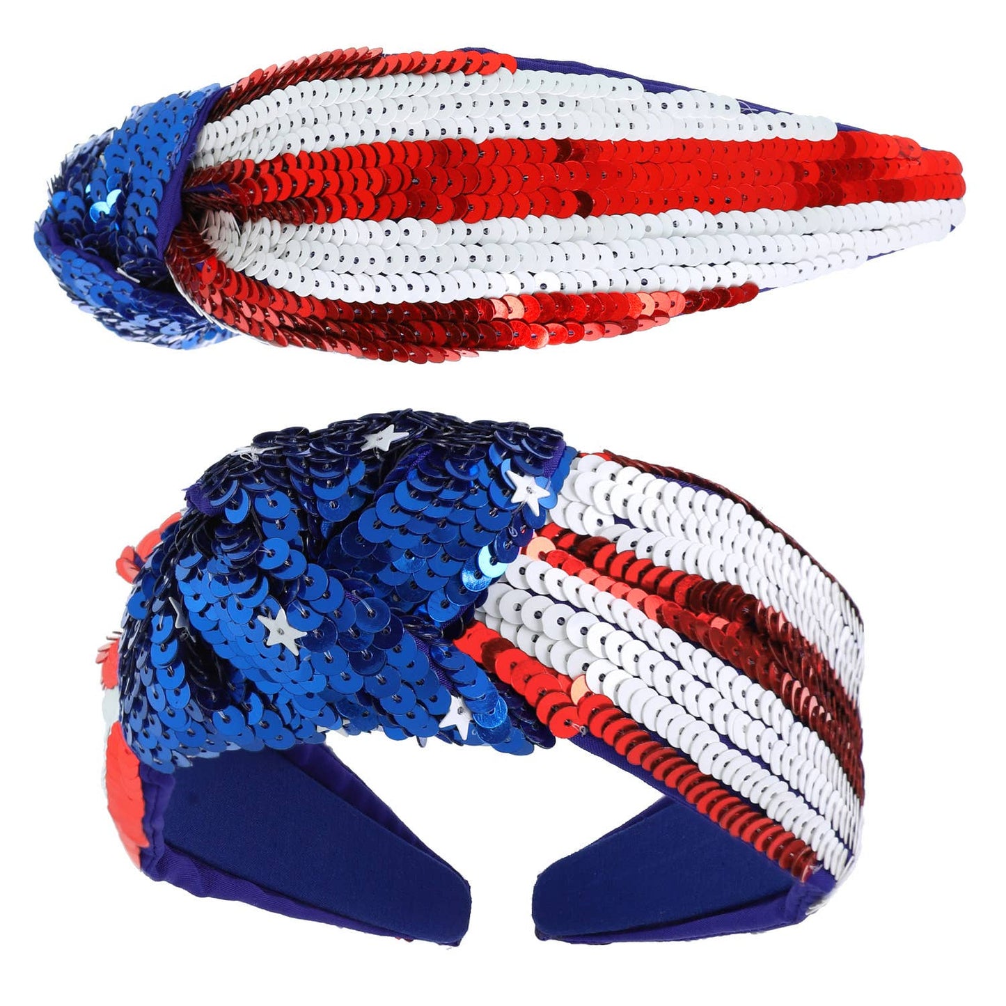 Patriotic Tricolor Sequin Top Knotted Headband {RTS}