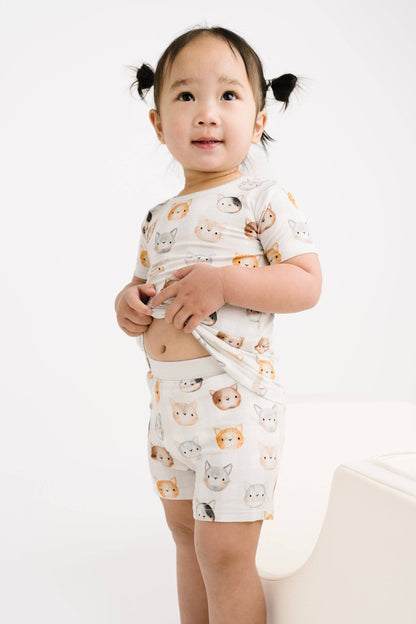 Cuddly Cats Bamboo Shorts Set {RTS}