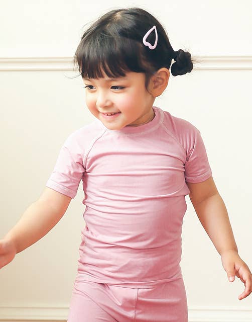 Berry Pink Bamboo Stitch Short Sleeve PJs {RTS}