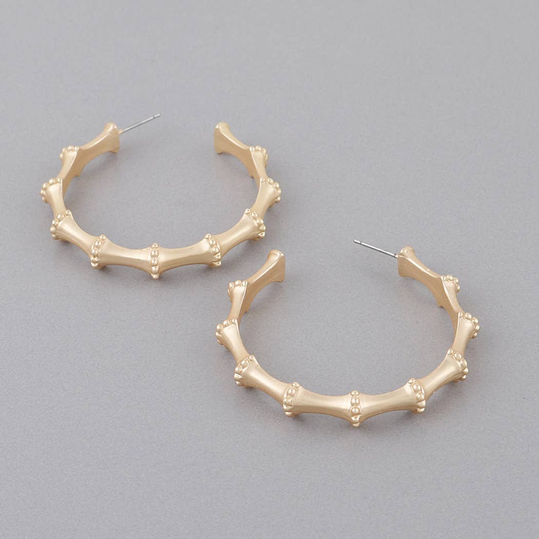 Wide Pearl Bamboo Hoop Earrings