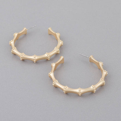 Wide Pearl Bamboo Hoop Earrings