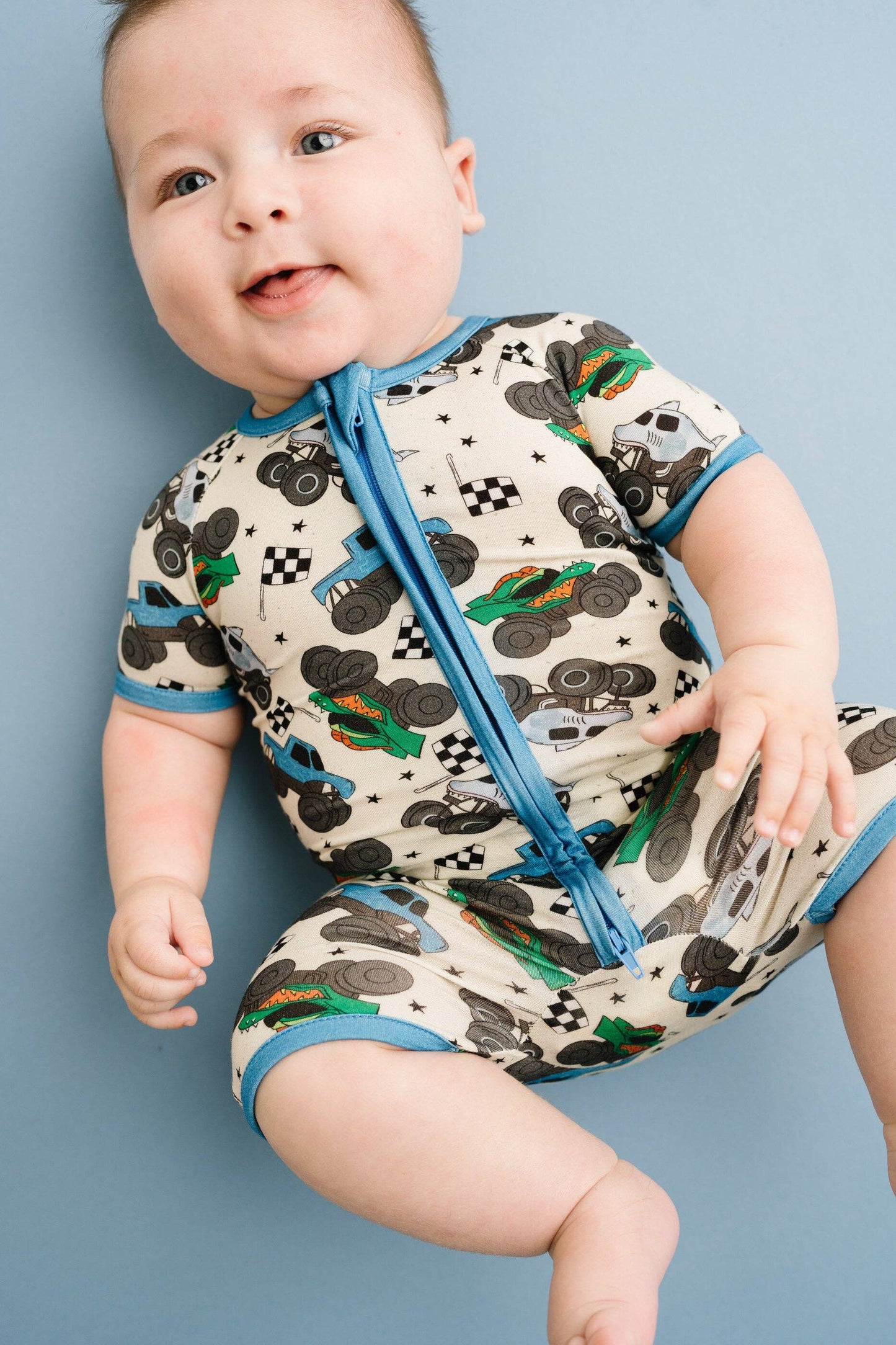 Monster Trucks Bamboo Short Romper {RTS}