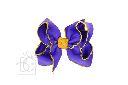 Crochet Edge Bows  (Purple & Yellow Gold) {RTS}