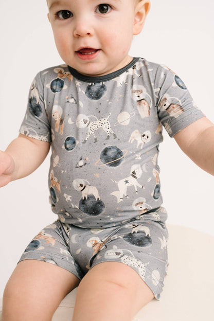 Astronaut Pups Bamboo Shorts Set {RTS}