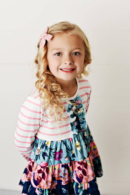 Kids Pink & Blue 3 Tiered Two Piece Fall Winter Pant Set {RTS}