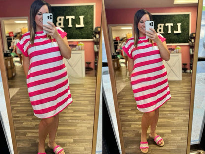 Tan Striped Tshirt Dress  {RTS}