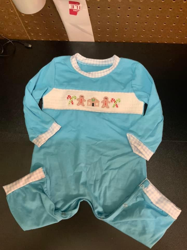 Blue Gingerbread Romper {RTS}