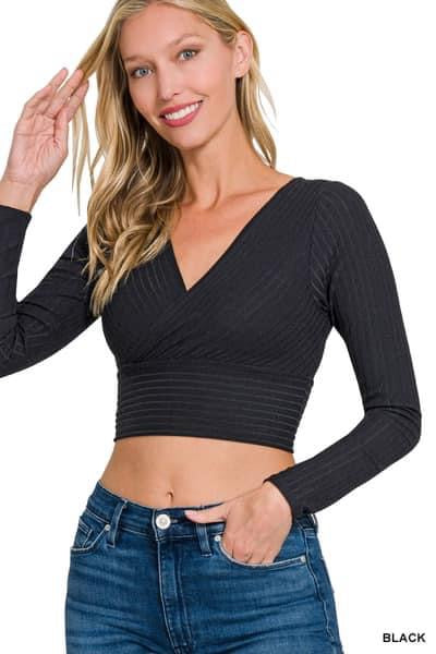 Ribbed Long Sleeve Wide Waistband Top {RTS}