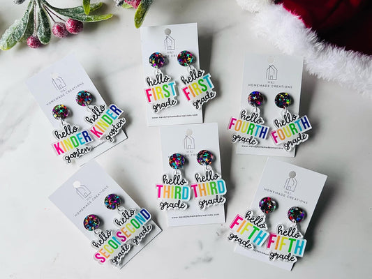 🖍️Fun Hello Grade Earrings 🖍️ {RTS}