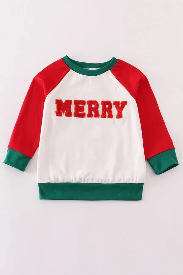 Merry French Knot Letter Pullover {RTS}