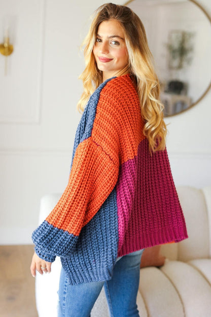 Color Block Bubble Sleeve Cardigan {RTS}