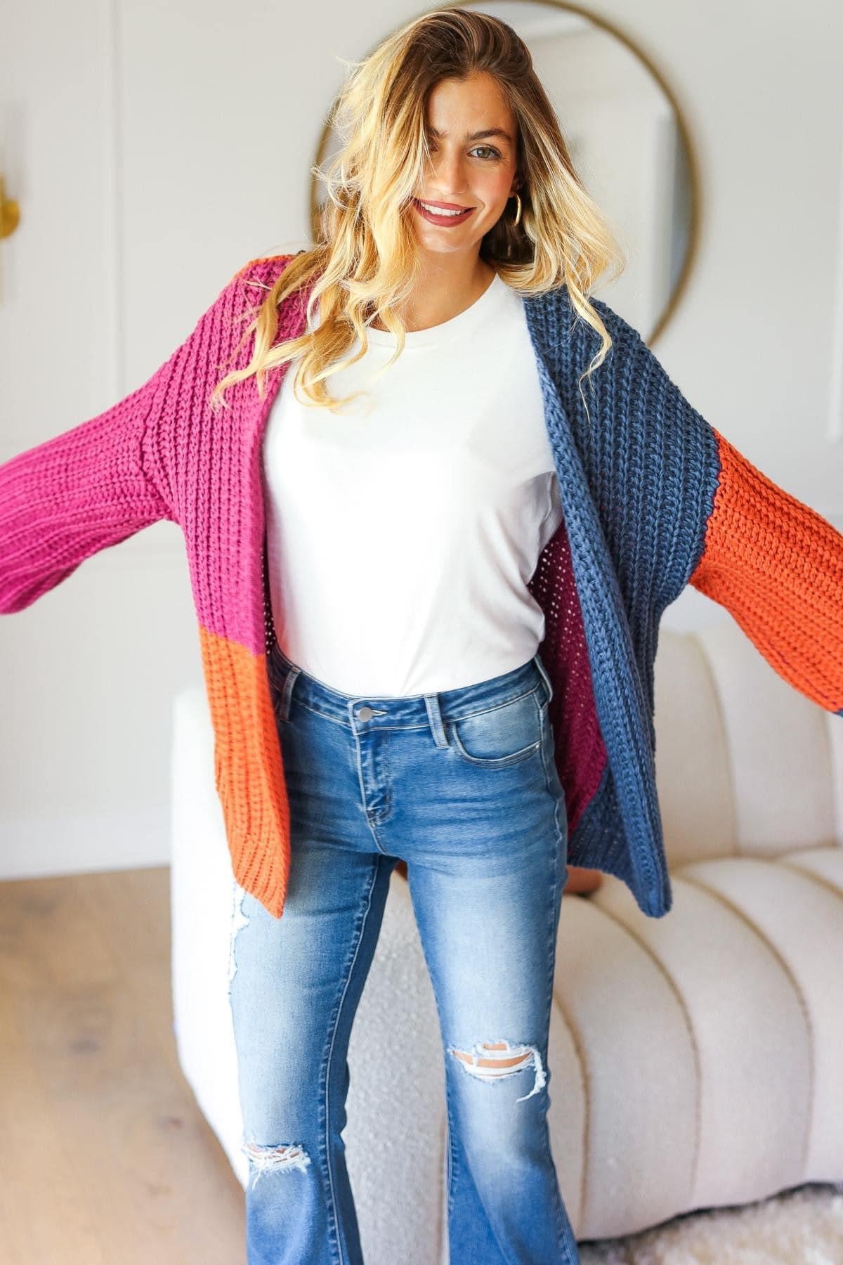 Color Block Bubble Sleeve Cardigan {RTS}