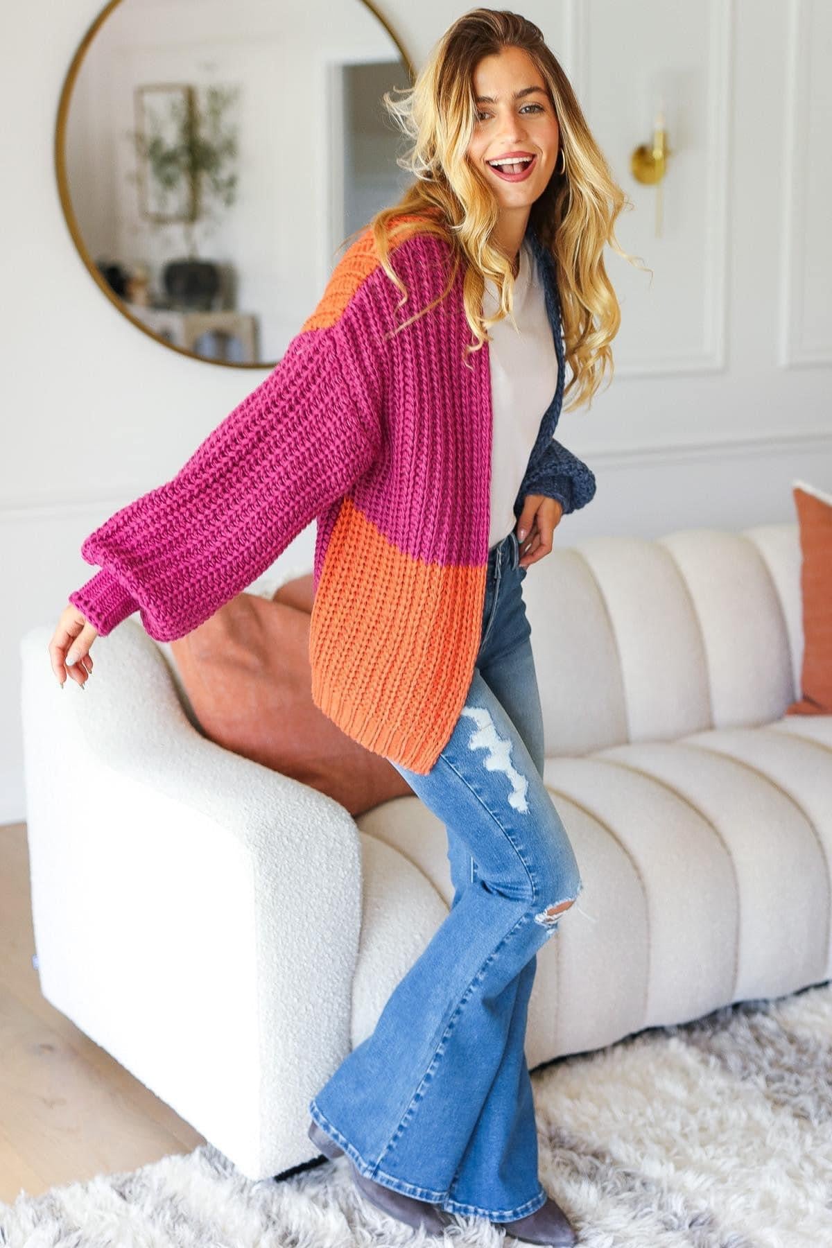 Color Block Bubble Sleeve Cardigan {RTS}