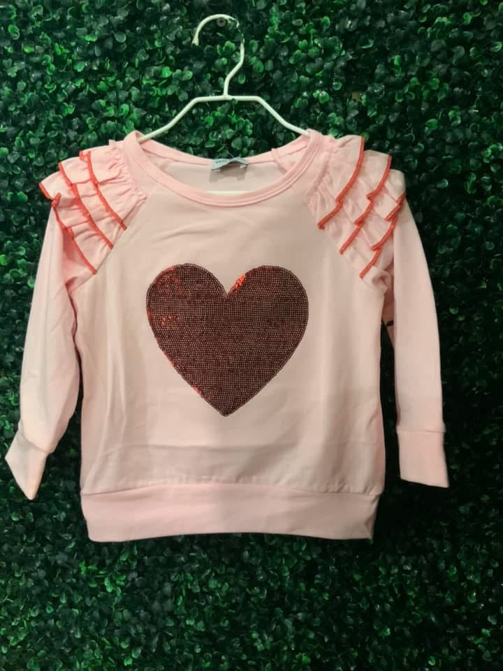 Girls Heart Sequin Ruffle Top {RTS}