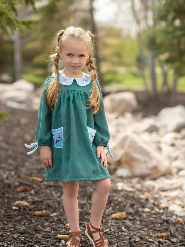 Teal Corduroy Pocket Winter Dress {RTS}