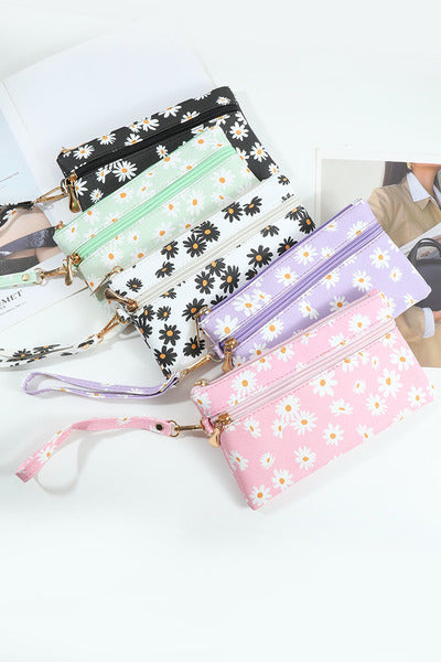 Daisy Printed Wristlet Wallet Bag {RTS}