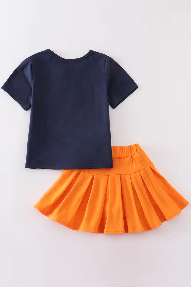 Salt Threads Game Day Skirt Set Orange Navy RTS 7