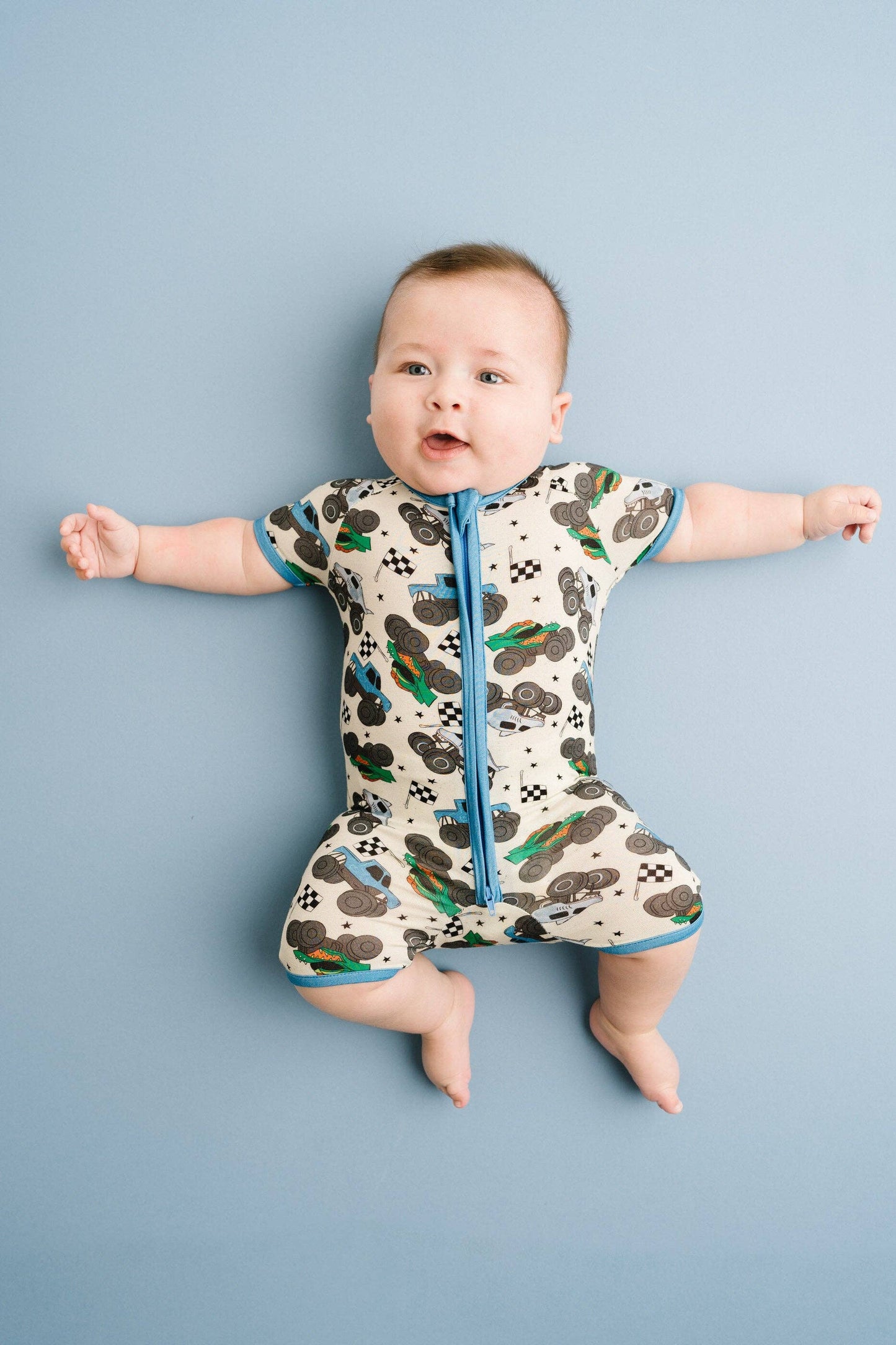 Monster Trucks Bamboo Short Romper {RTS}