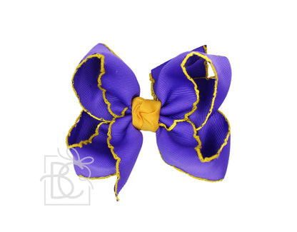 Crochet Edge Bows  (Purple & Yellow Gold) {RTS}