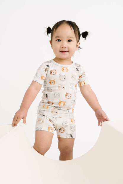 Cuddly Cats Bamboo Shorts Set {RTS}