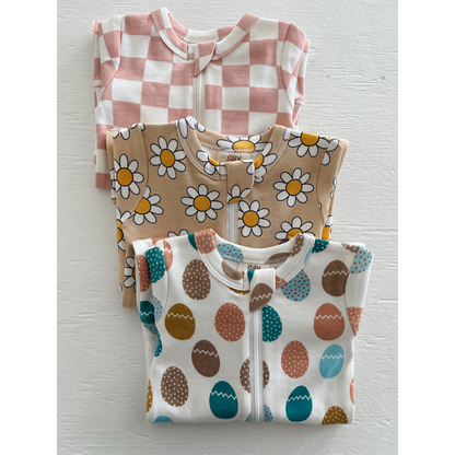 Daisy Pop Biscotti / Organic 2-Way Zip Romper