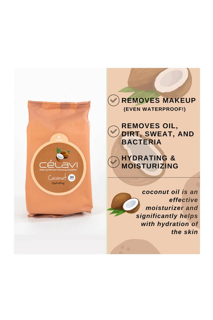 Celavi Makeup Cleansing Towelette Coconut - {RTS}