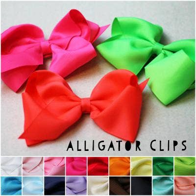 Classic Oversized Grosgrain Hair Bow - Alligator Clip: Black