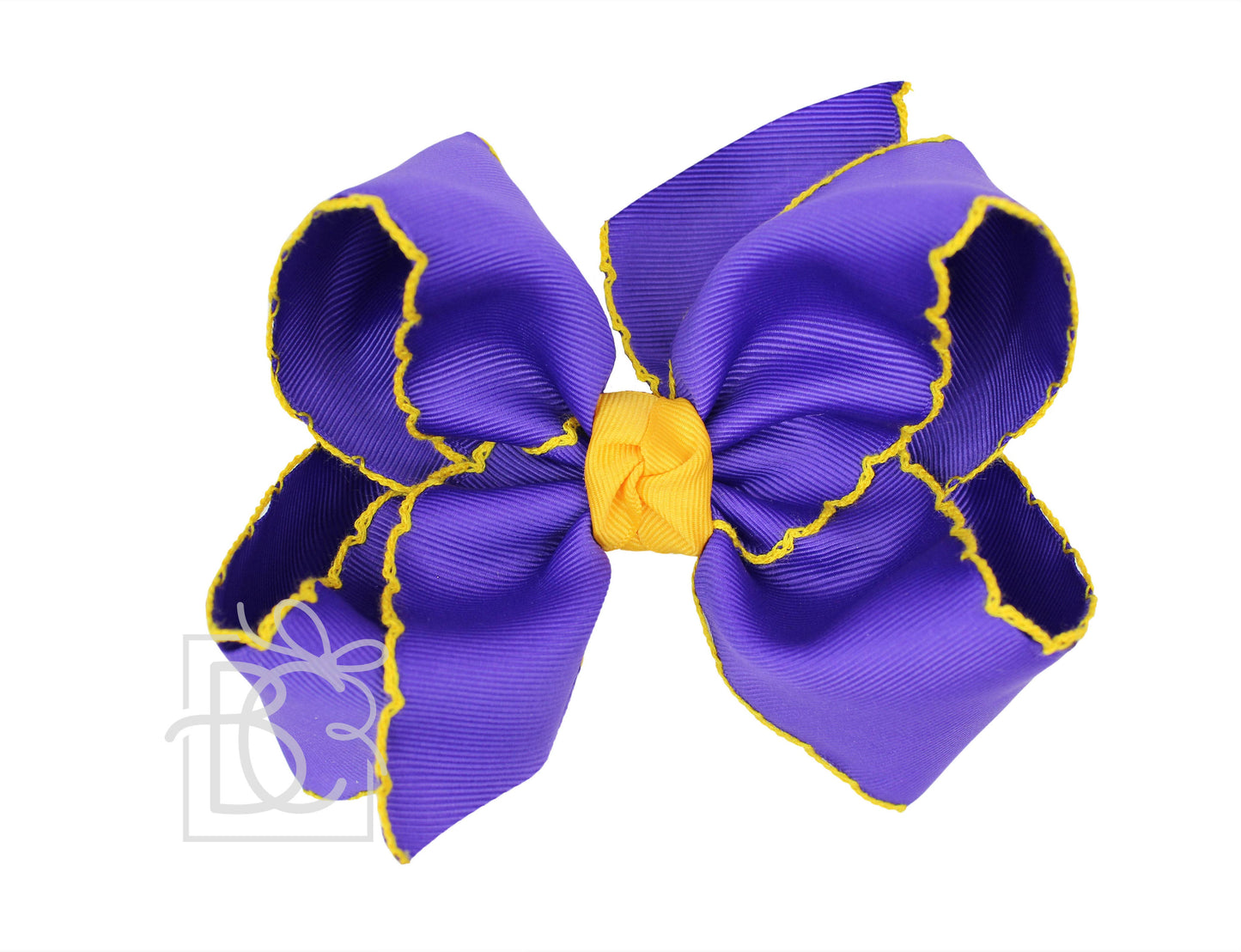 Crochet Edge Bows  (Purple & Yellow Gold) {RTS}