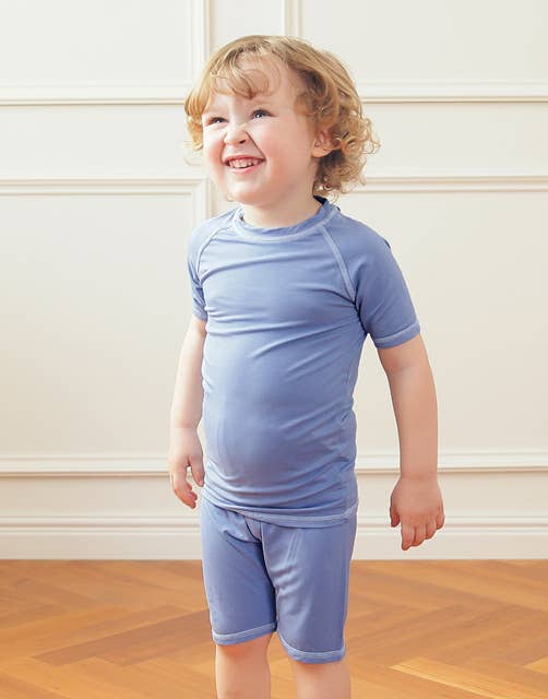 Air Blue Bamboo Stitch Short Sleeve PJs {RTS}