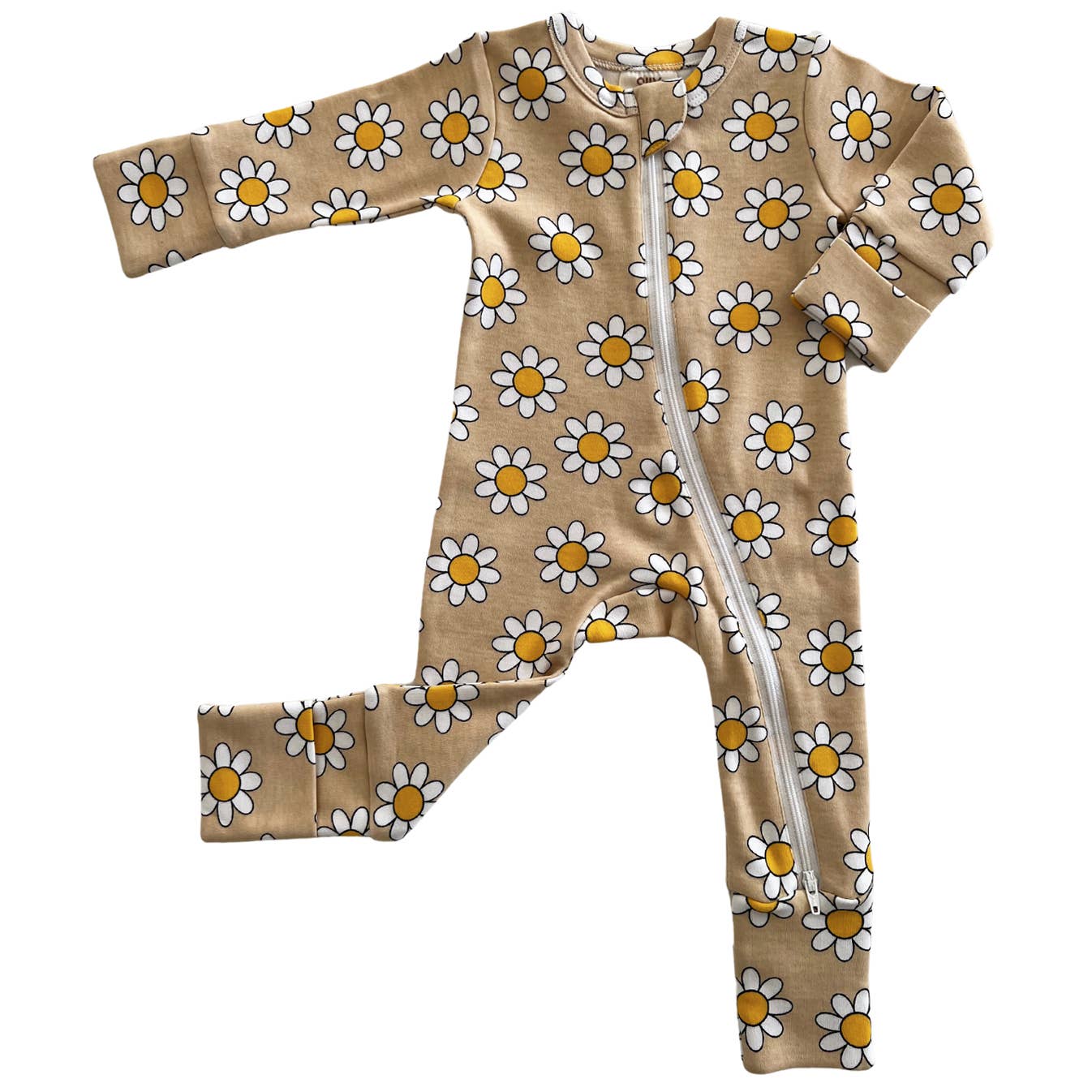 Daisy Pop Biscotti / Organic 2-Way Zip Romper