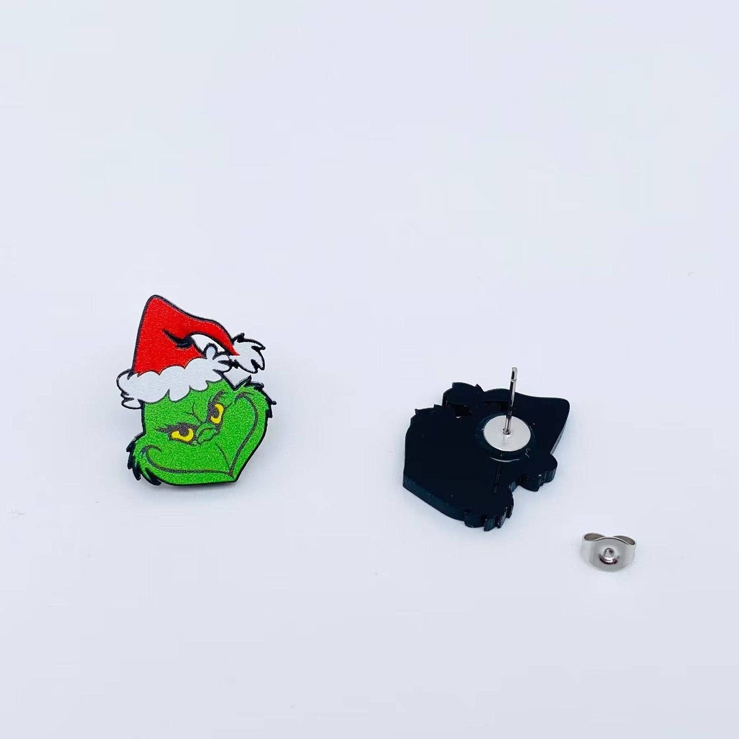 Grinch with Christmas Hat Acrylic Ear Studs {RTS}