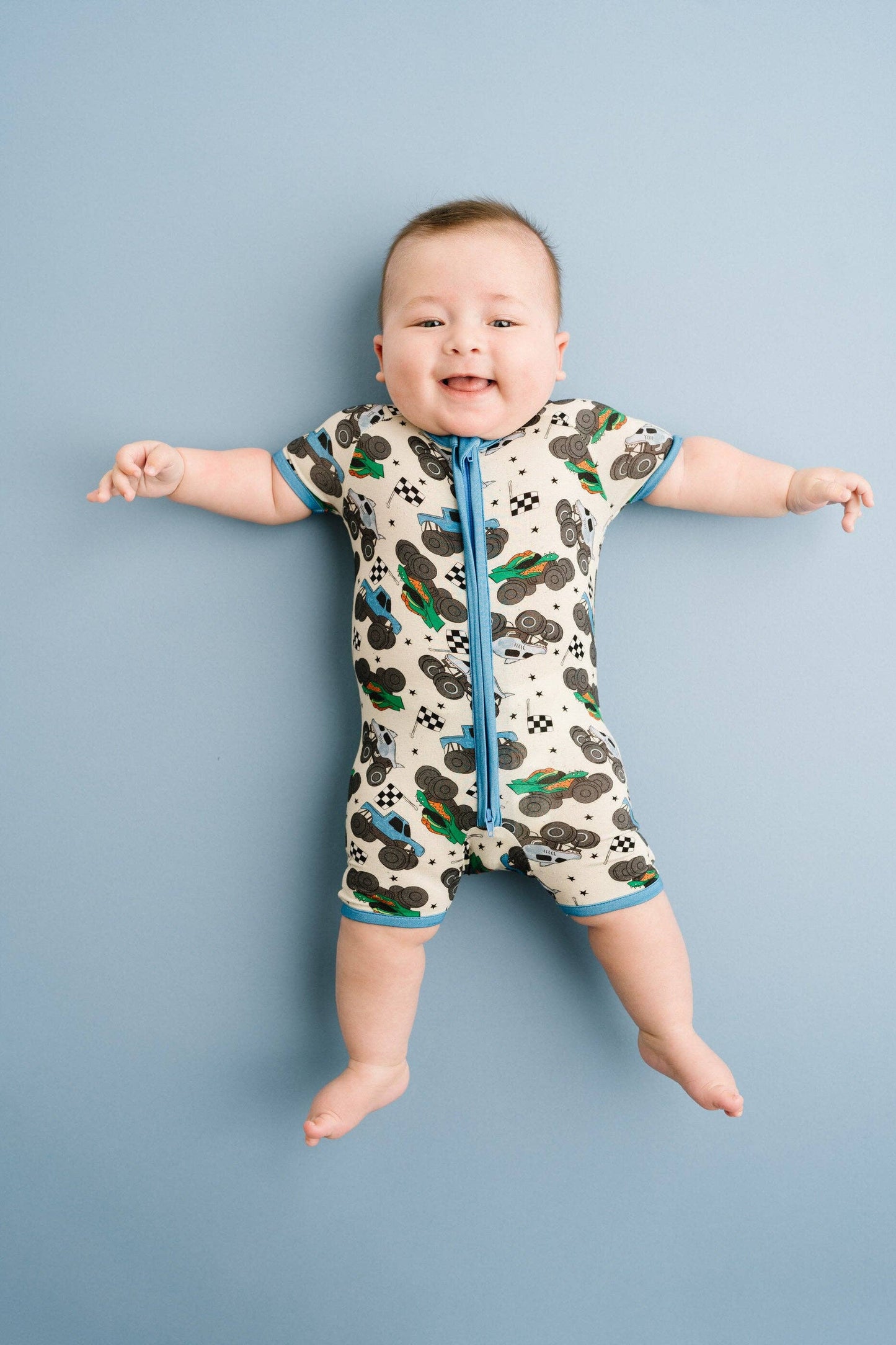 Monster Trucks Bamboo Short Romper {RTS}