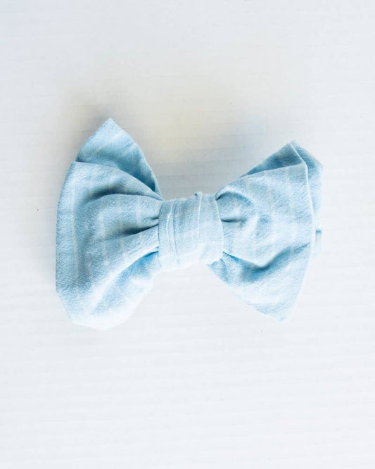 Sky Blue Stripes Juliet Casual Cotton Stretch Bow