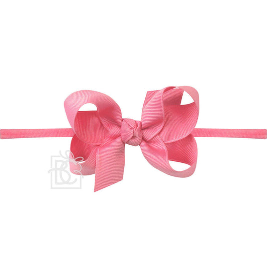 Hot Pink 1/4" PANTYHOSE HEADBAND W/SIGNATURE GROSGRAIN BOW