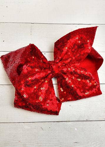 Sequin Texas Size Hair Bows: Red