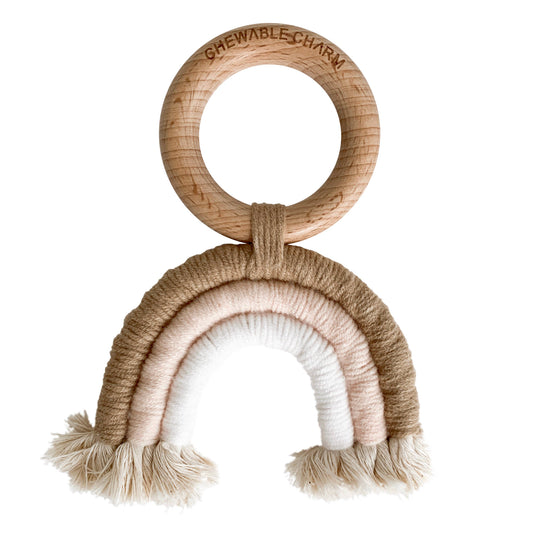 Rainbow Macrame Teether- Tan + Blush - Salt Threads