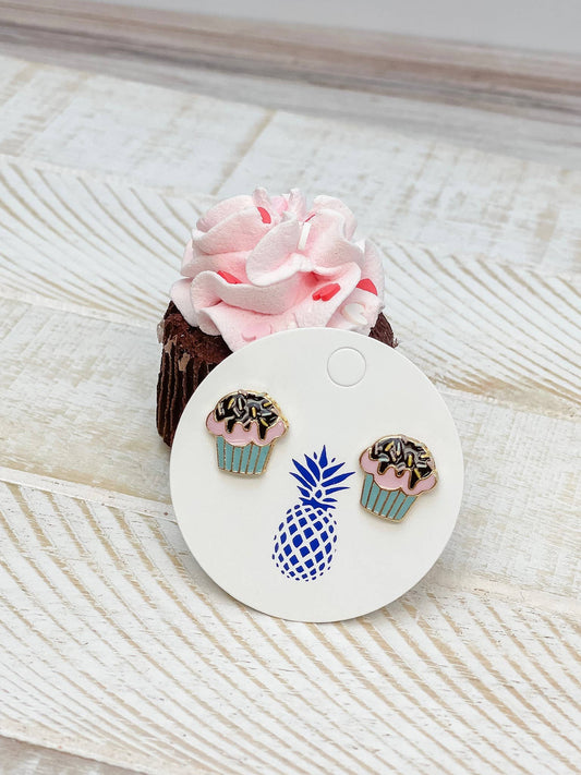 Cupcake Enamel Stud Earrings