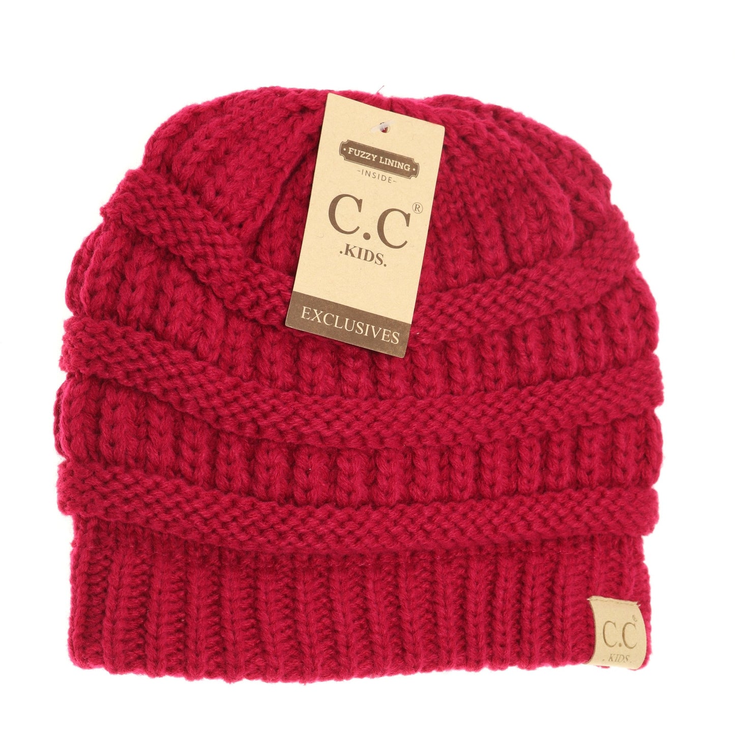 Kids Solid Fuzzy Lined CC Beanie