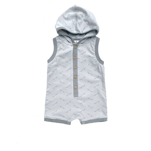 Skateboard Short Hooded Romper- Jersey