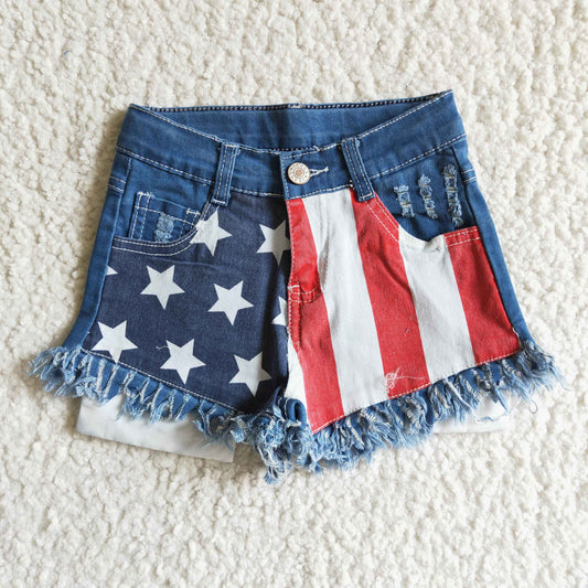 Flag Denim Shorts {RTS}