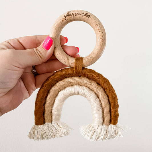 Macrame Rainbow Teether - Brown Ombre