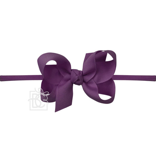 Purple 1/4" PANTYHOSE HEADBAND W/SIGNATURE GROSGRAIN BOW